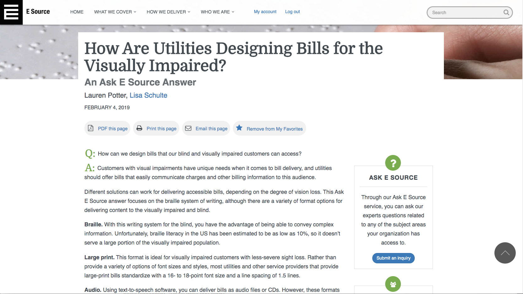 A screenshot of a report page with the blue links and buttons