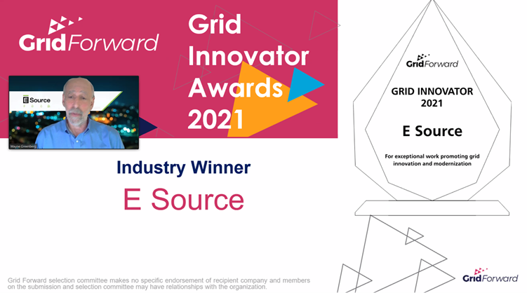 CEO Wayne Greenberg accepting the Grid Innovator Award during Grid Forward's virtual ceremony.